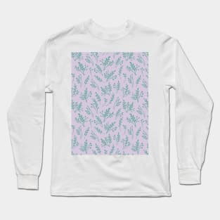 Сute pattern with herbs and flowers Long Sleeve T-Shirt